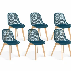 6 chaises bleu canard pour salle à manger