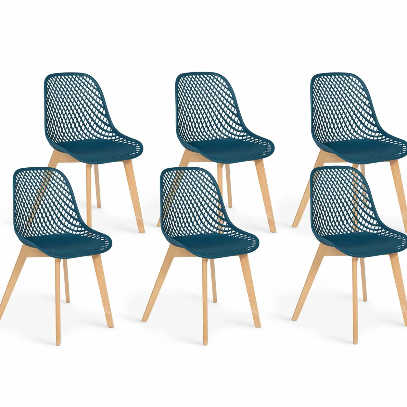 6 chaises bleu canard pour salle à manger