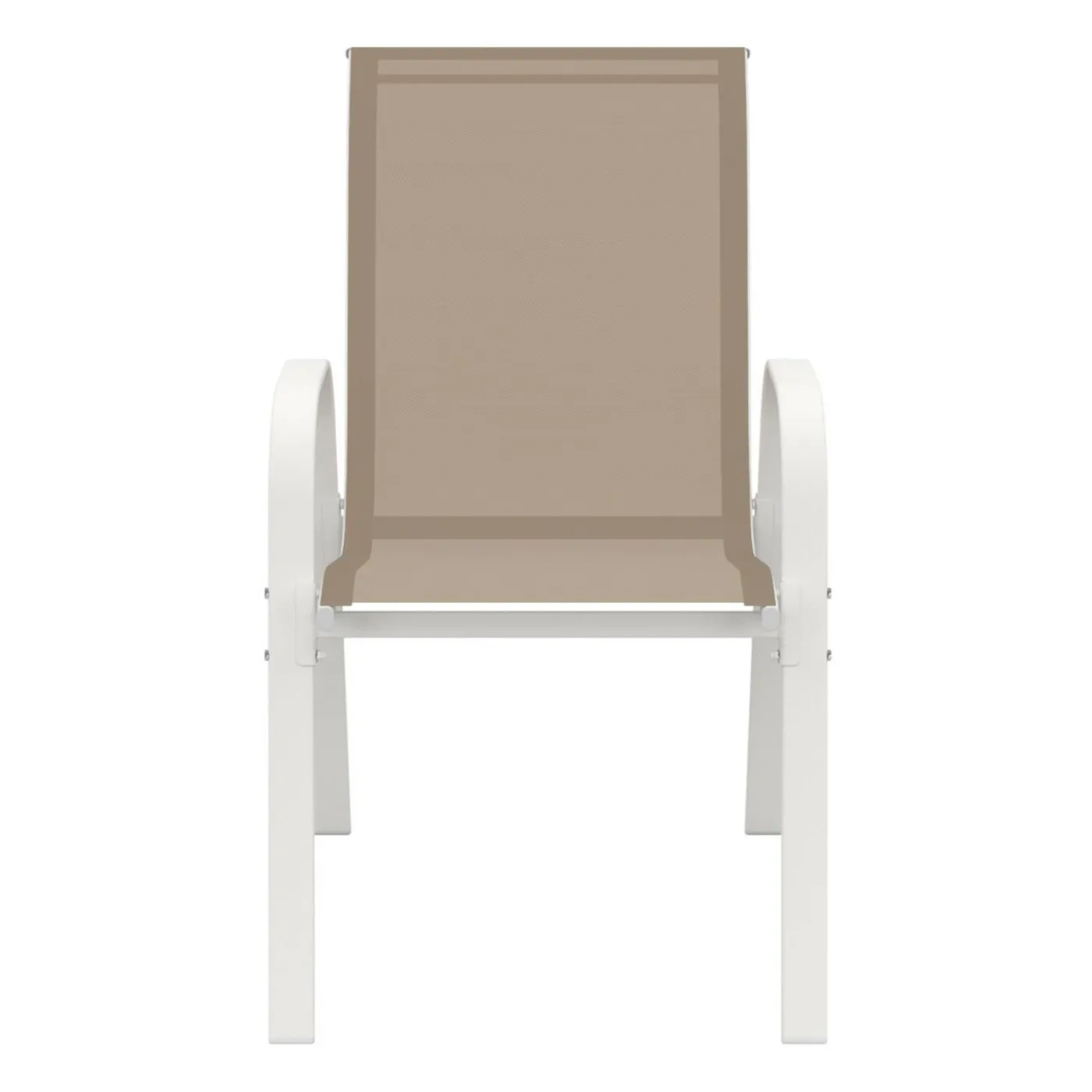 6 chaises de jardin blanc et beige empilables en métal et textilène