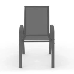 6 chaises de jardin en métal et textilène gris, noir et terracotta empilables