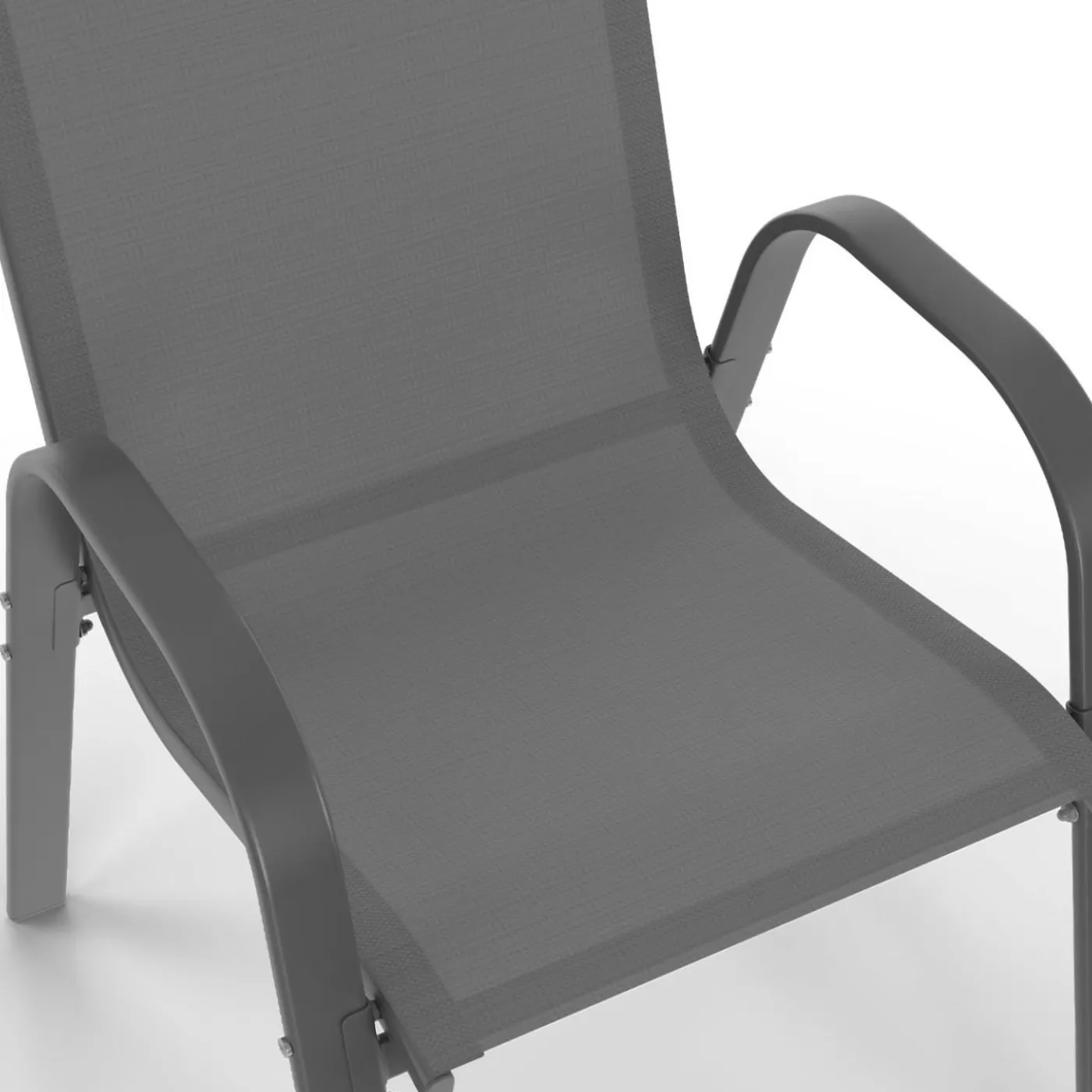6 chaises de jardin en métal et textilène gris, noir et terracotta empilables