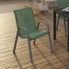 6 chaises de jardin vert olive empilables en métal et textilène