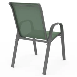 6 chaises de jardin vert olive empilables en métal et textilène