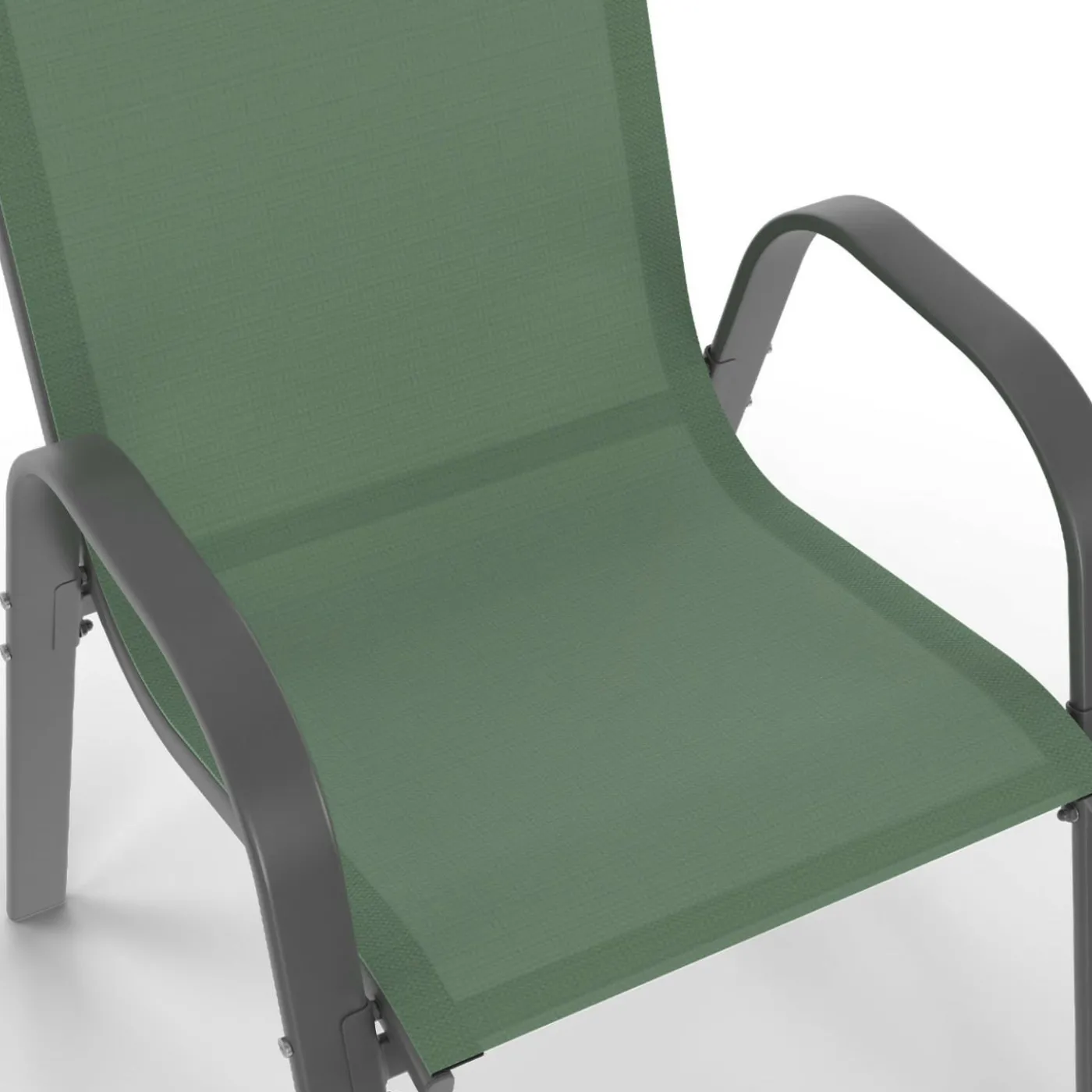 6 chaises de jardin vert olive empilables en métal et textilène