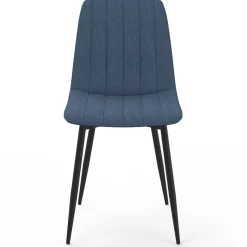 6 chaises en tissu bleu