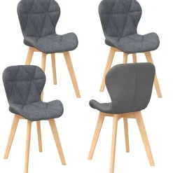 4 chaises en tissu et PU grises