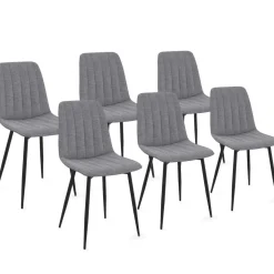 6 chaises en tissu gris clair