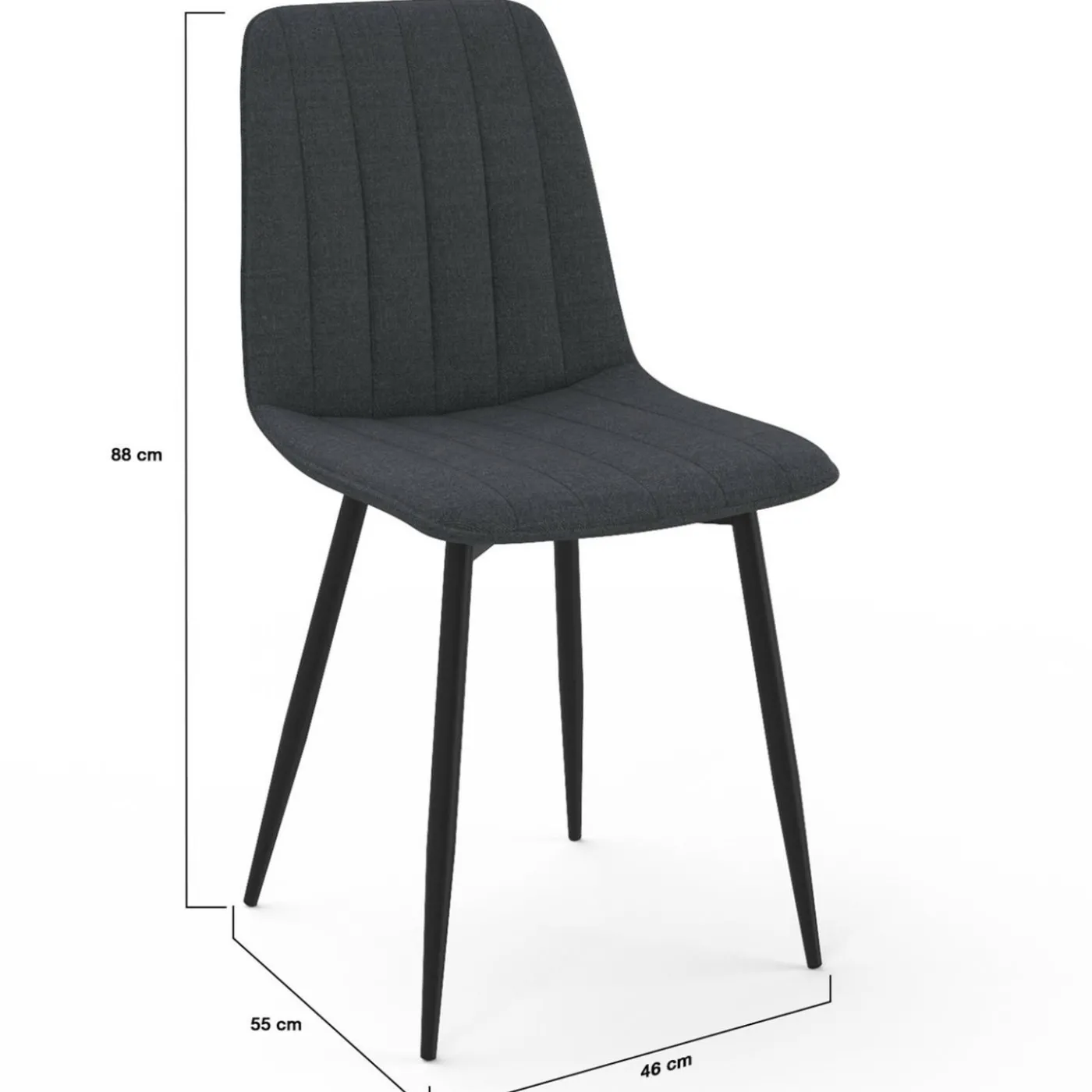 6 chaises en tissu gris foncé