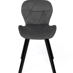 6 Chaises en velours gris foncé