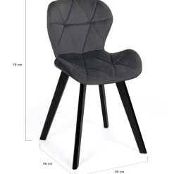 6 Chaises en velours gris foncé