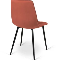 6 Chaises en velours mix color terracotta et beige