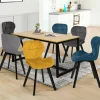 6 Chaises en velours mix color bleu, gris et jaune
