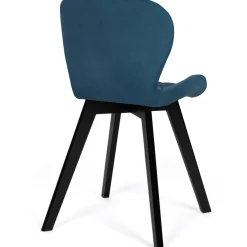 6 Chaises en velours mix color bleu, gris et jaune