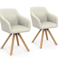 2 chaises pivotantes et fauteuils en velours beige