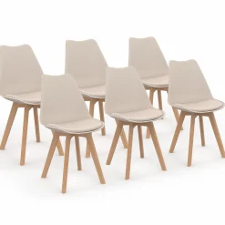 6 chaises scandinaves beiges