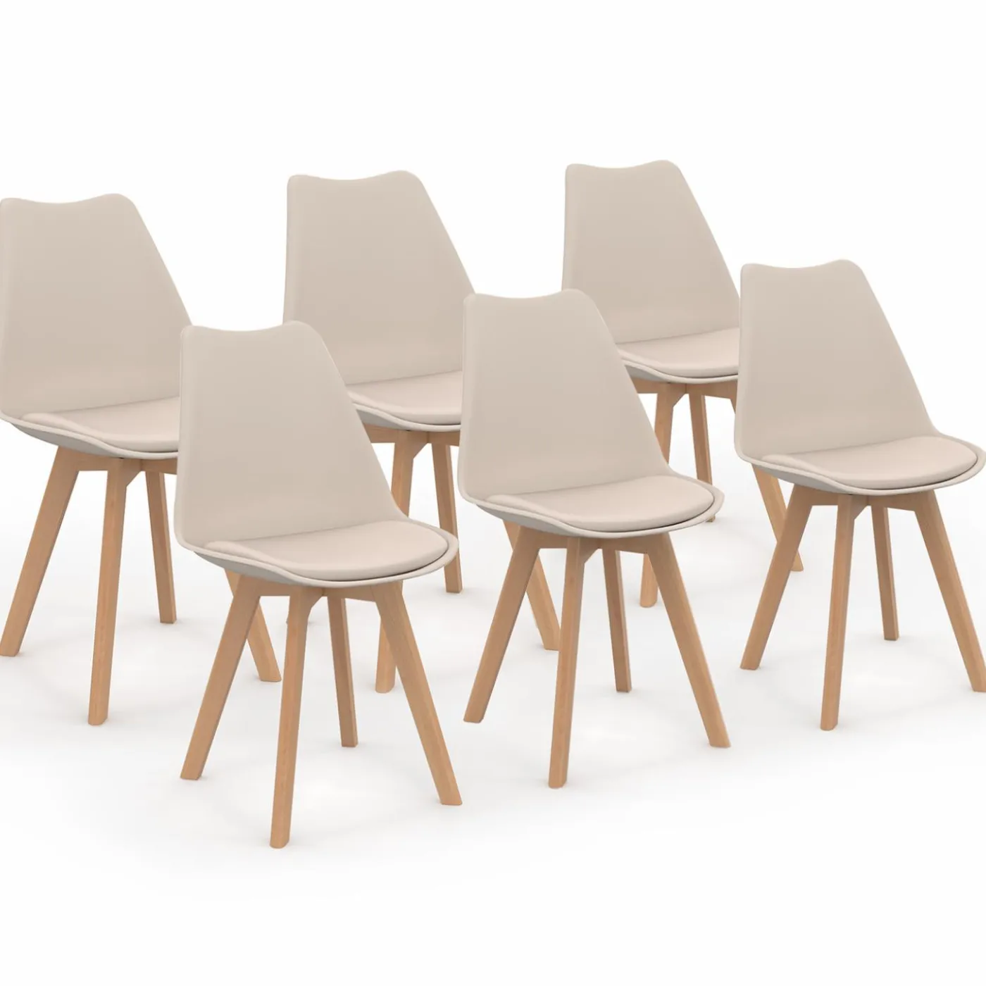 6 chaises scandinaves beiges