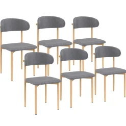 6 chaises scandinaves en tissu gris clair effet chiné