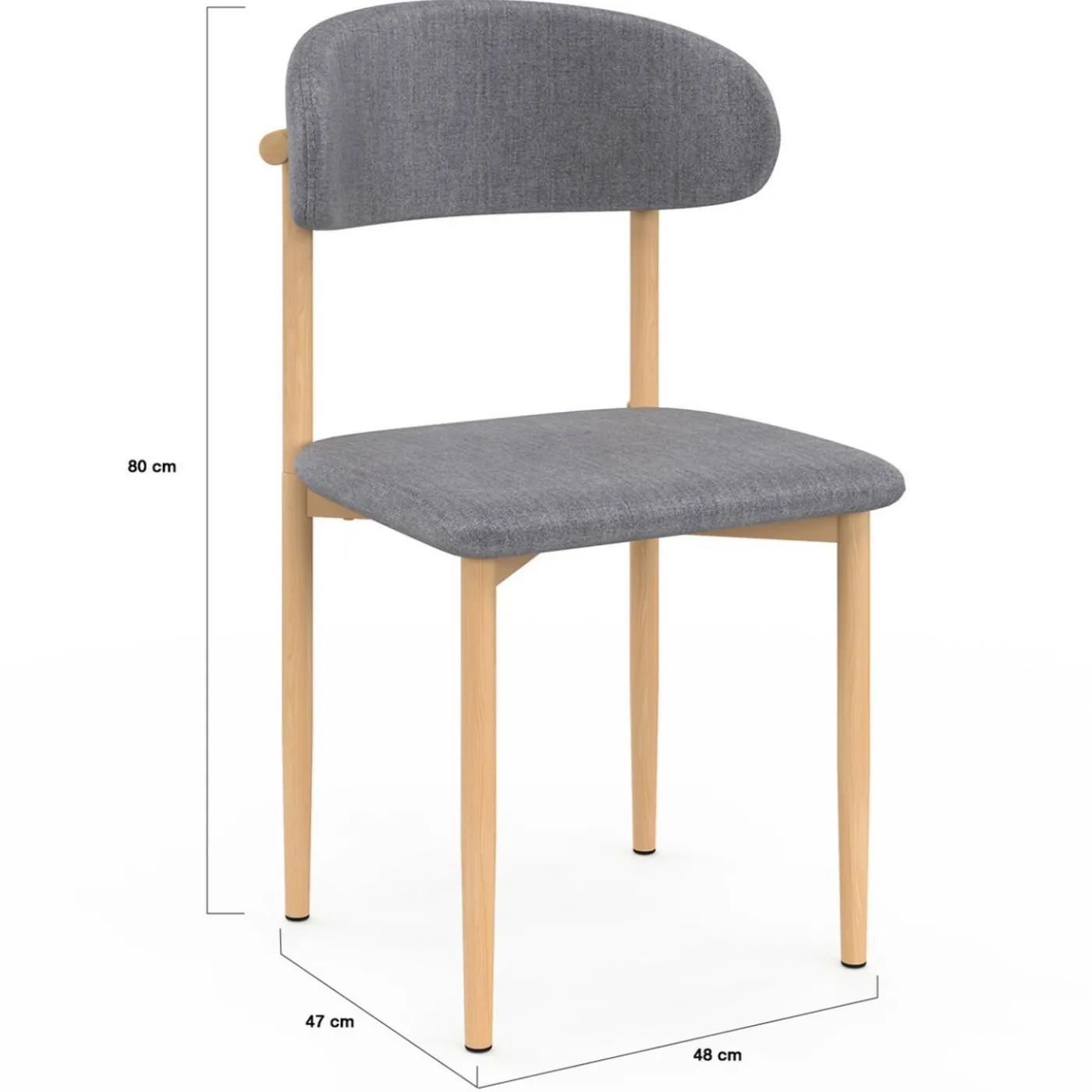 6 chaises scandinaves en tissu gris clair effet chiné