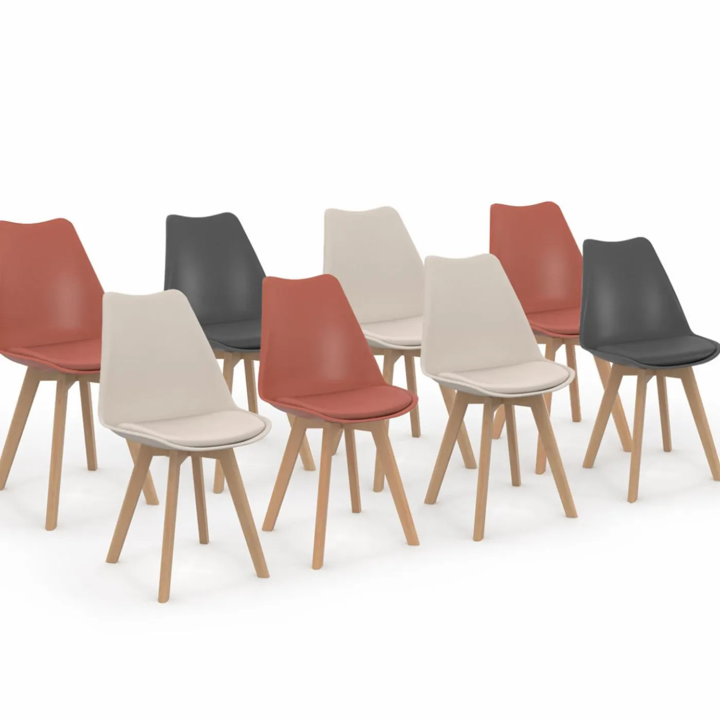8 chaises scandinaves mix color