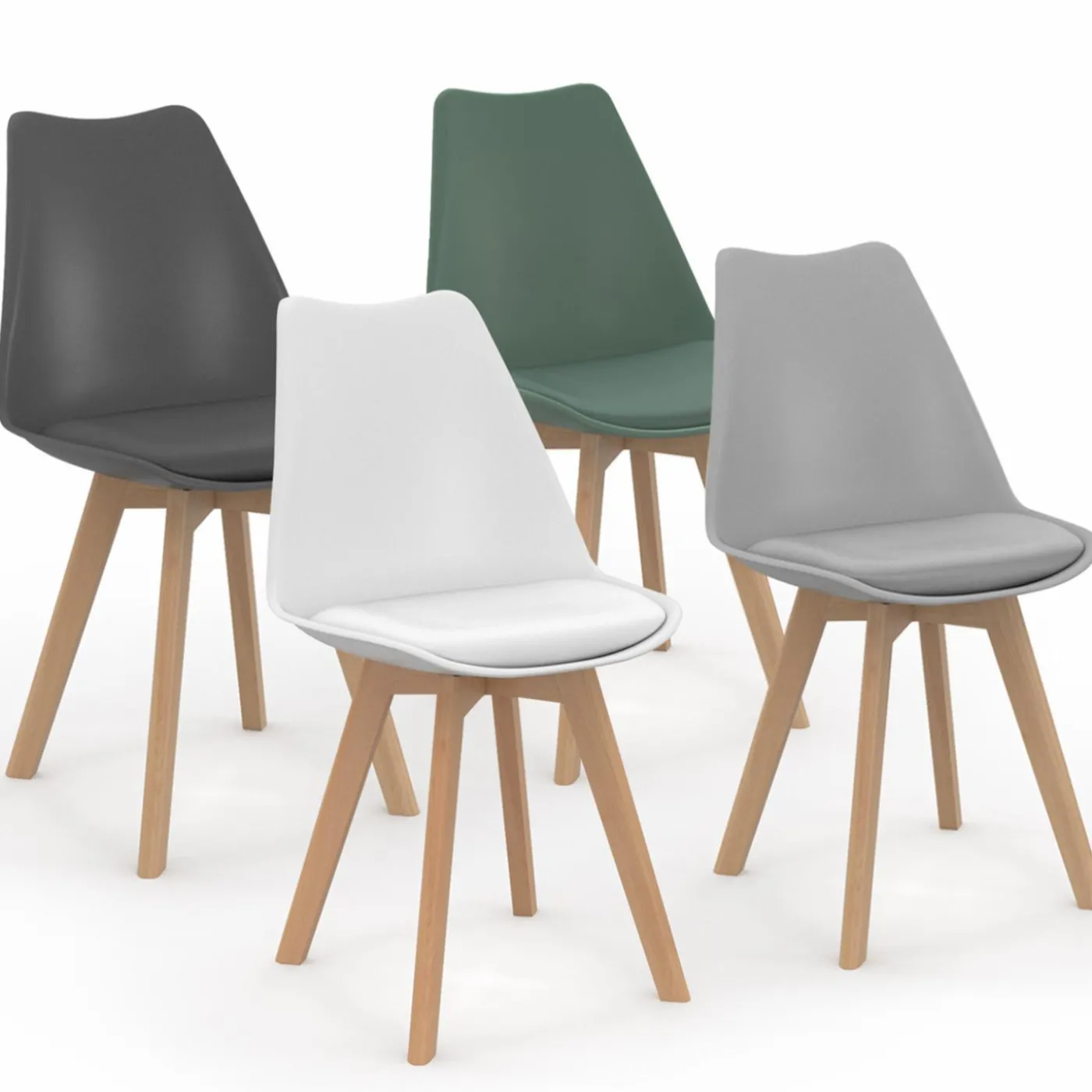 4 chaises scandinaves mix color