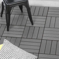 10 dalles de terrasse clipsables 30x30 cm en bois composite gris