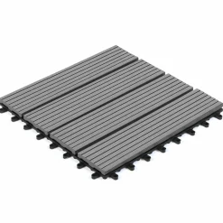 10 dalles de terrasse clipsables 30x30 cm en bois composite gris