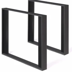 2 pieds de table carrés noir 75 cm