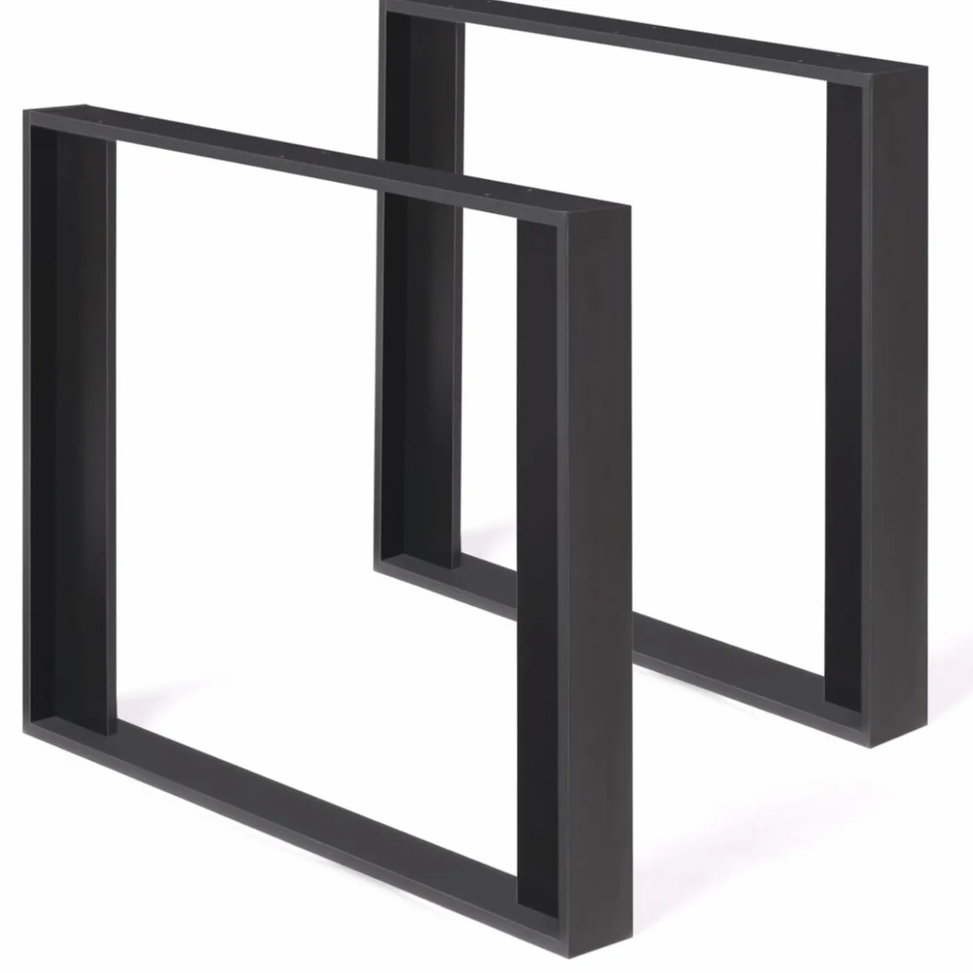 2 pieds de table carrés noir 75 cm