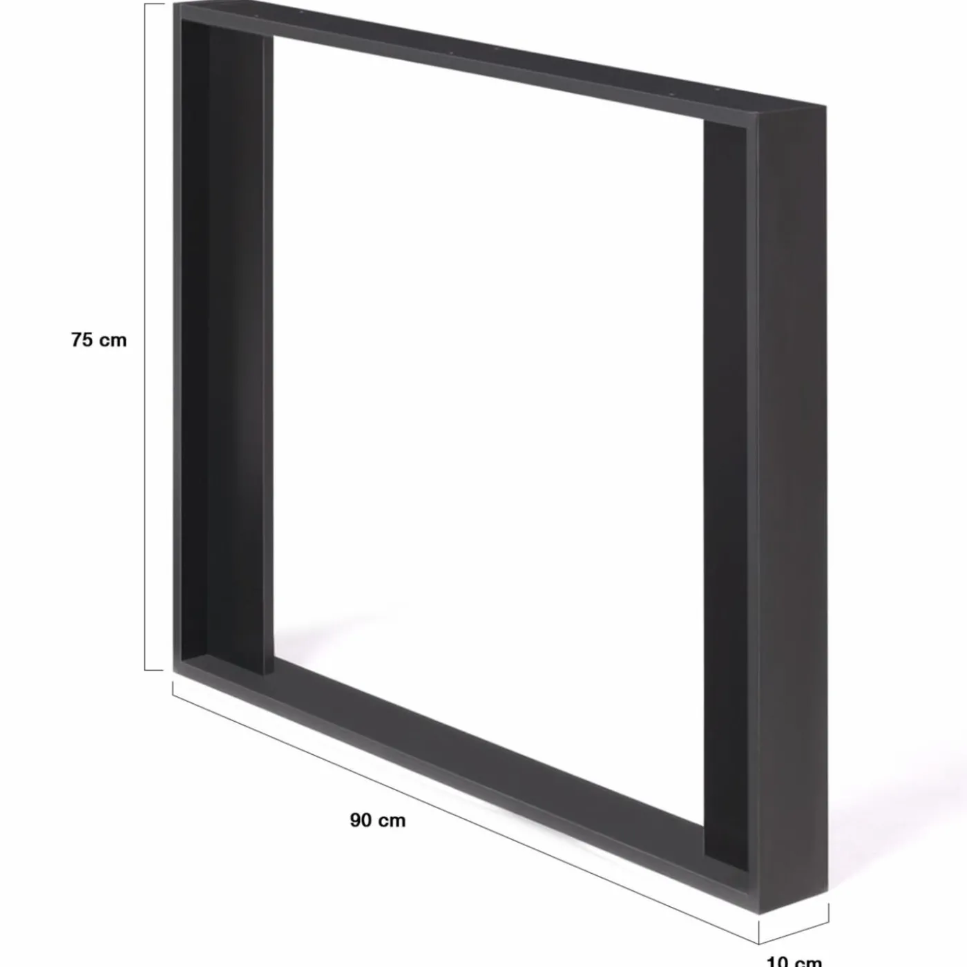 2 pieds de table carrés noir 75 cm