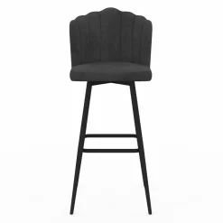2 tabourets coquillages en velours gris anthracite