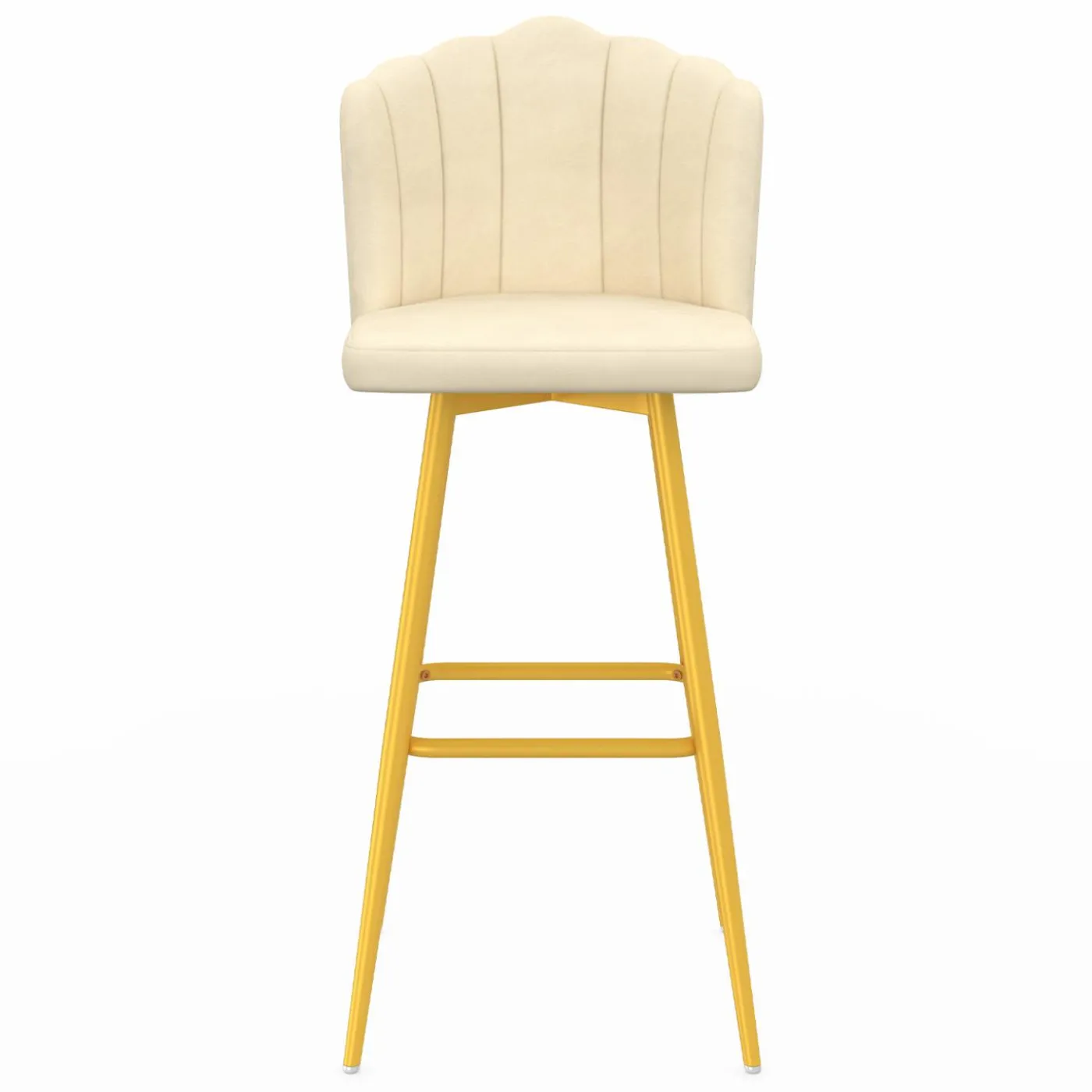 2 tabourets coquillages en velours crème