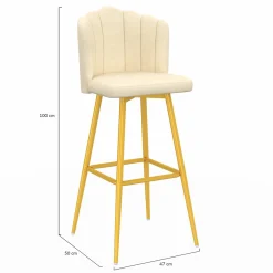 2 tabourets coquillages en velours crème