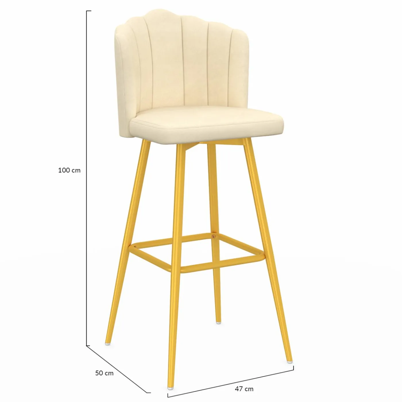 2 tabourets coquillages en velours crème