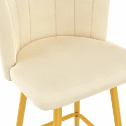 2 tabourets coquillages en velours crème