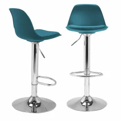2 tabourets de bar design bleu canard
