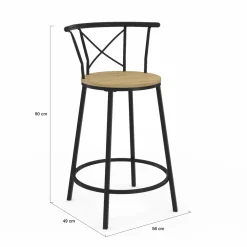 4 tabourets de bar industriel avec dossier arrondi