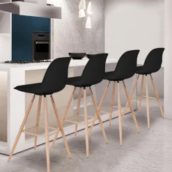 4 Tabourets de bar scandinaves noirs SARA