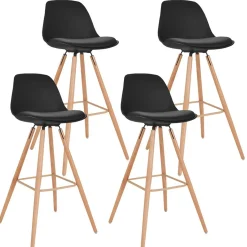 4 Tabourets de bar scandinaves noirs SARA
