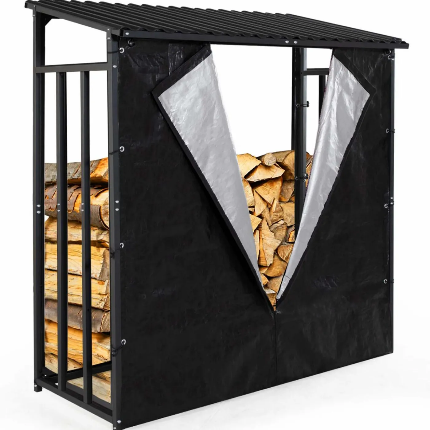 Abri bûches extérieur avec housse de protection