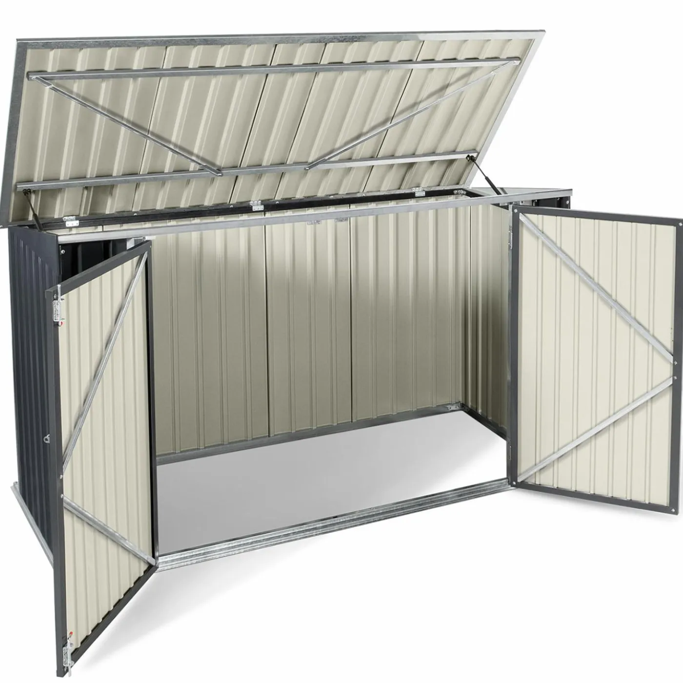 Abri de jardin acier galvanisé gris 2,2 m²