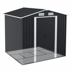 Abri de jardin gris en acier galvanisé