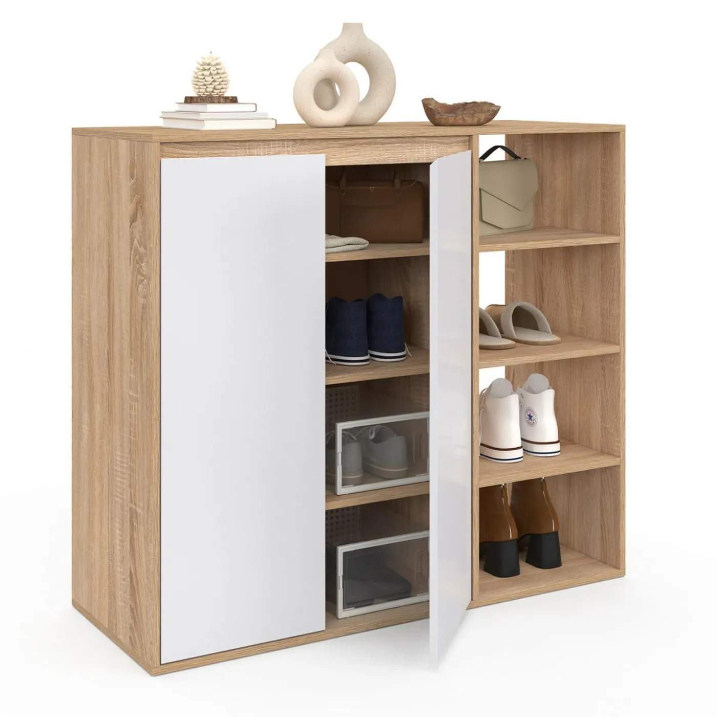 Armoire à chaussures 12 paires 2 portes et 4 étagères