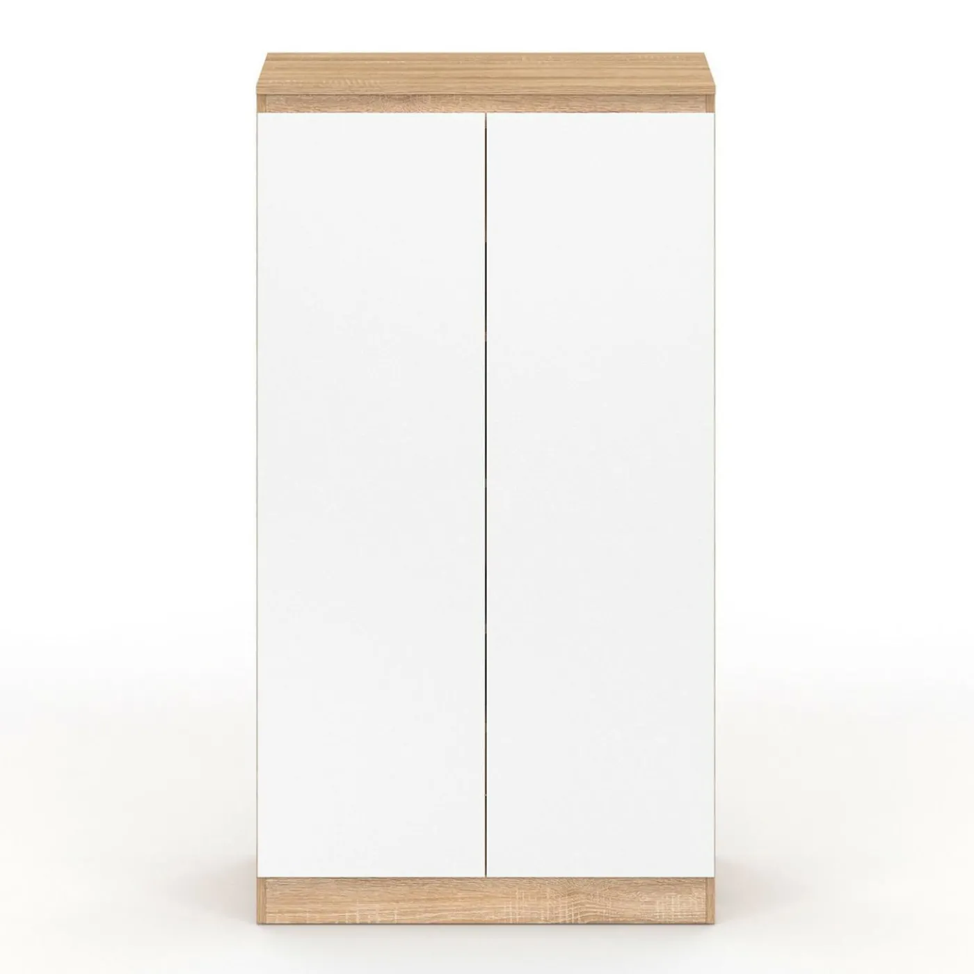 Armoire à chaussures 18 paires 2 portes blanc et effet bois