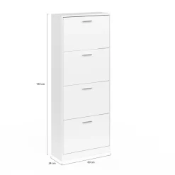 Armoire à chaussures 4 portes blanche