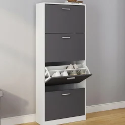 Armoire à chaussures 4 portes grises