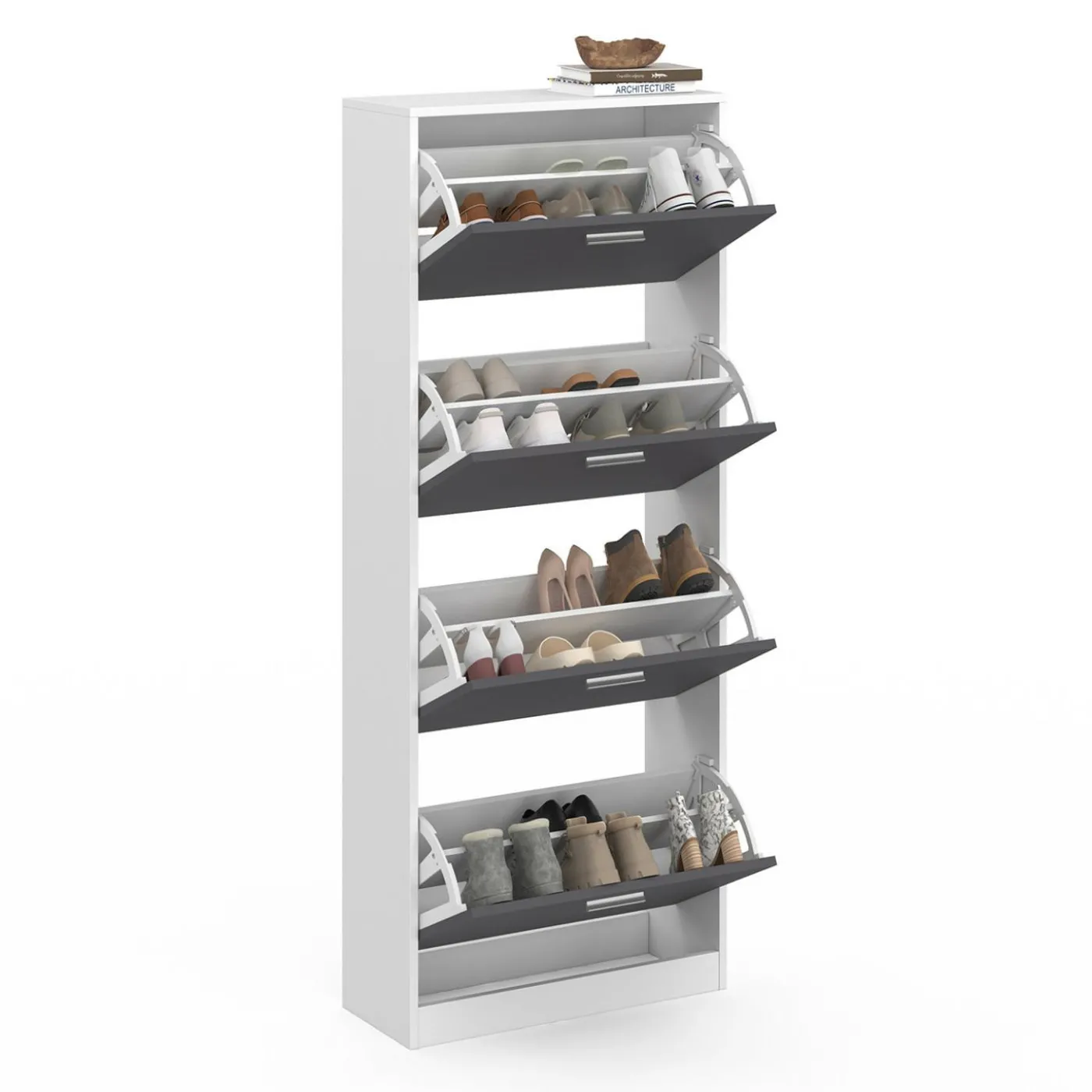 Armoire à chaussures 4 portes grises