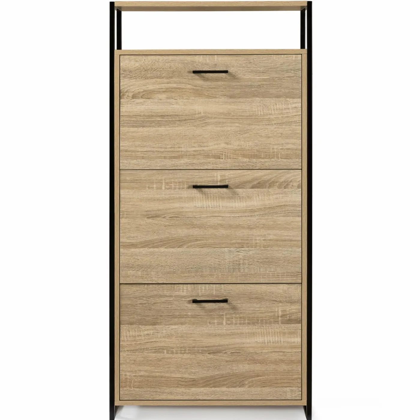Armoire à chaussures avec étagère bois et métal