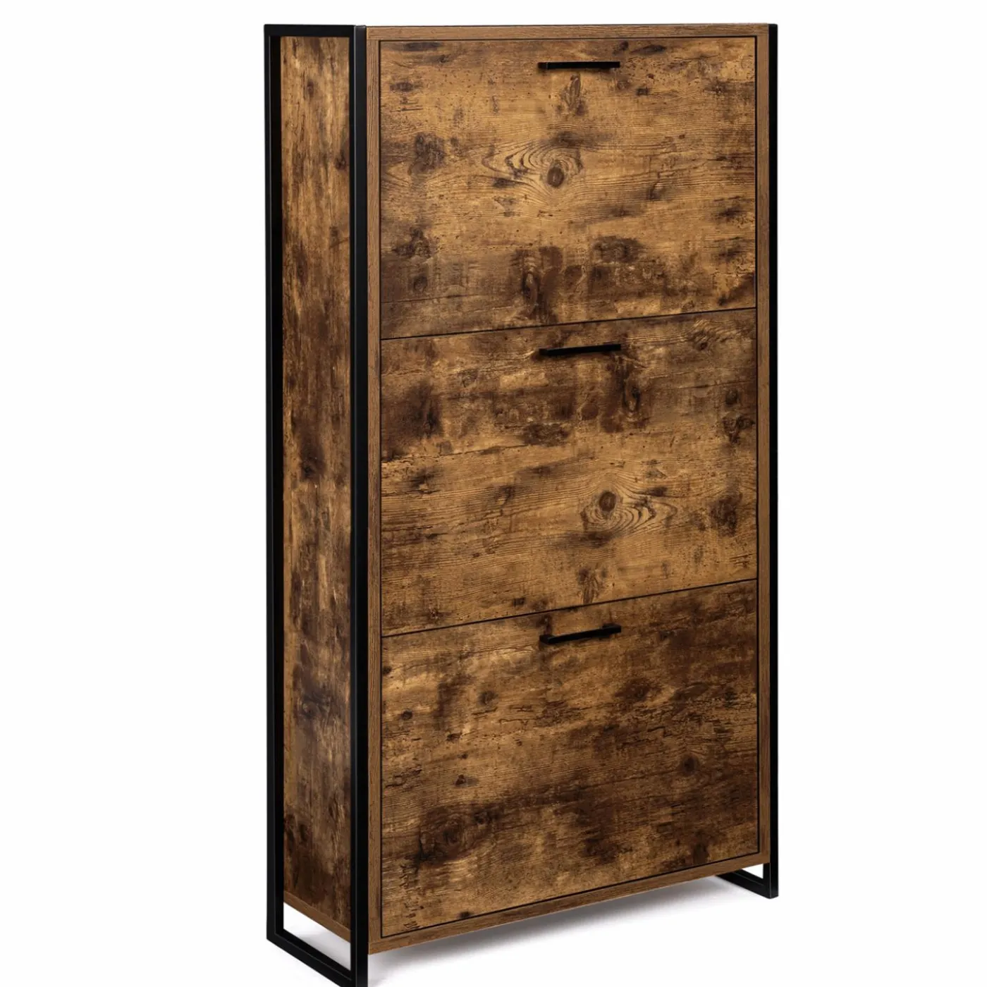 Armoire à chaussures industrielle 3 portes effet vieilli