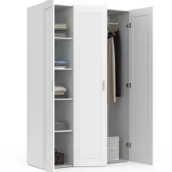 Armoire 3 portes blanche penderie et rangement 120 cm