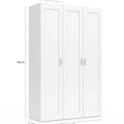 Armoire 3 portes blanche penderie et rangement 120 cm